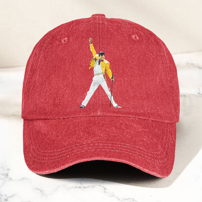 Vintage Freddie Mercury Denim Cap – Queen Band Tribute Merch Dad Hat (With Box)