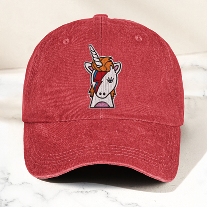 David Bowie Unicorn Lightning Bolt Denim Cap – Retro Music Fan Cap Gift For Dad (With Box)