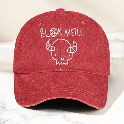 Death Metal Skull Blak Metle Denim Cap – Heavy Metal Emo Dad Cap Gift For Dad (With Box)