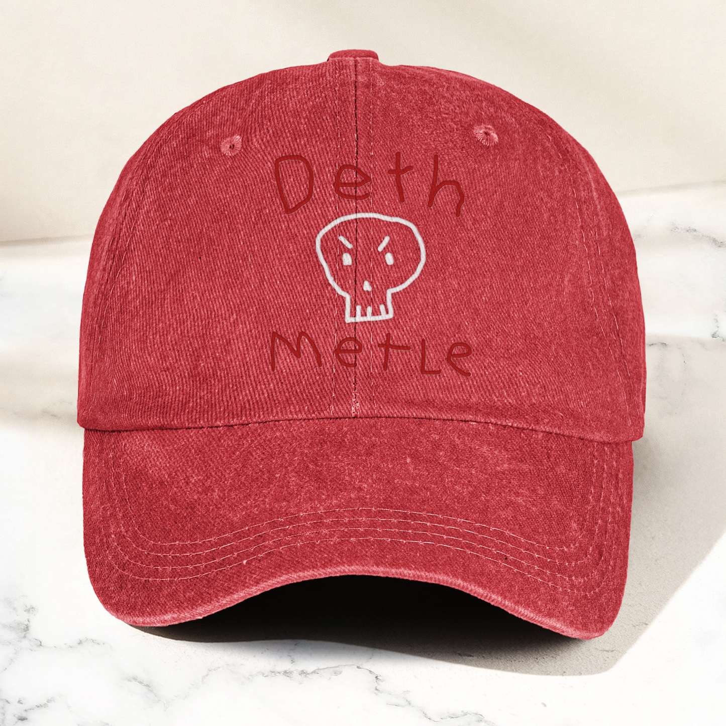 Death Metal Skull Deth Metle Denim Cap – Heavy Metal Emo Dad Cap Gift For Dad (With Box)