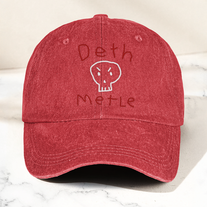 Death Metal Skull Deth Metle Denim Cap – Heavy Metal Emo Dad Cap Gift For Dad (With Box)
