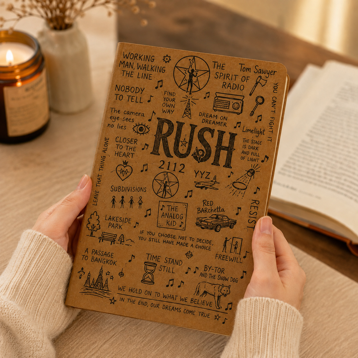 Rush Vegan Leather Journal, Rush Band Notebook, Progressive Rock Song Lyrics Journal, Hardcover Writing Diary, Gift for Rush Fans
