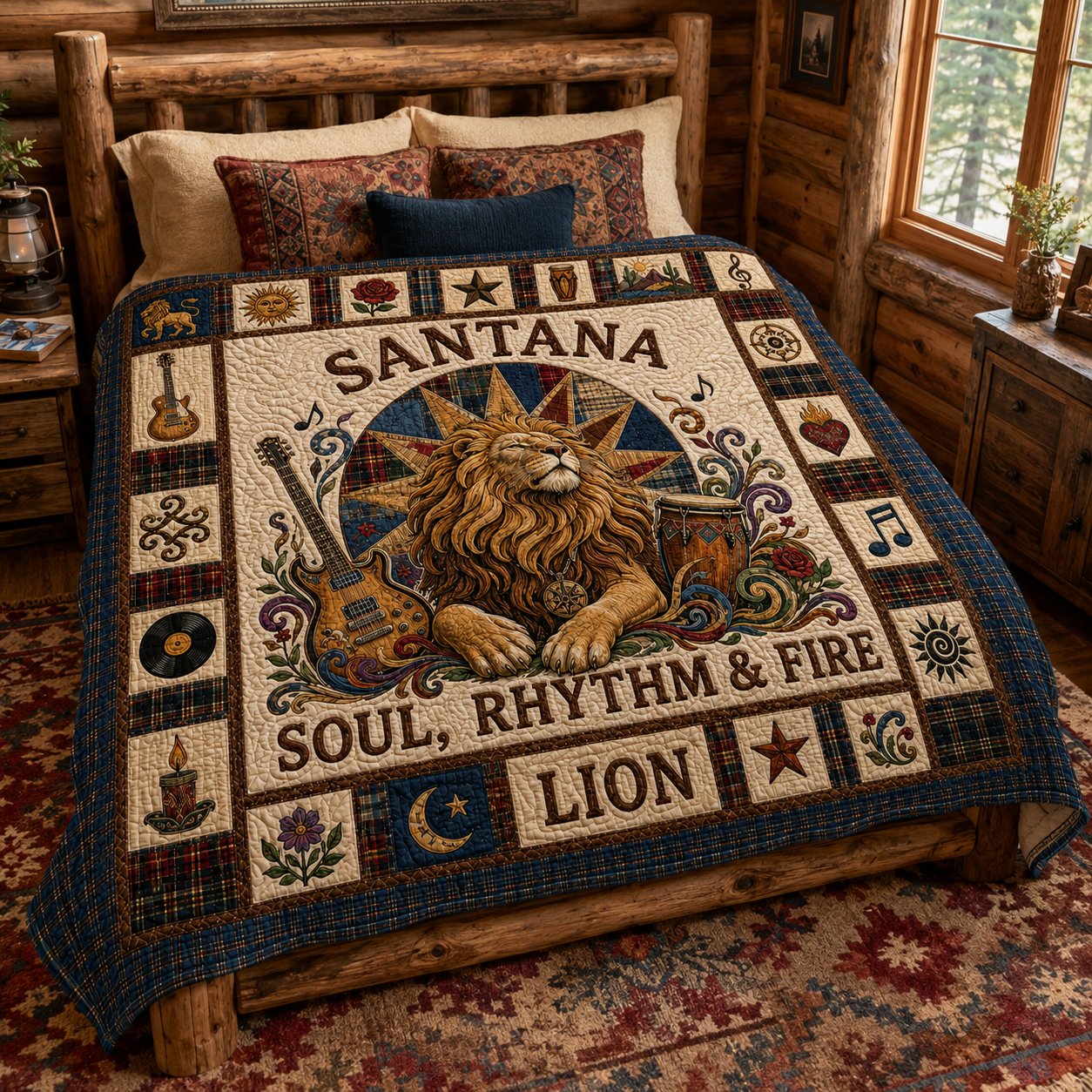 Santana Quilt Blanket – Iconic Lion Album Cover Inspired High Quality Quilt Blanket