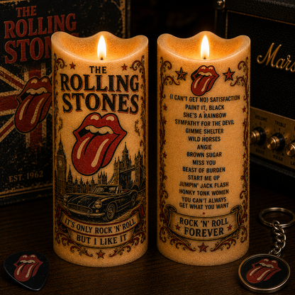 The Rolling Stone LED Flameless Candle – Punk Rock Music Decorative Candle with Warm Flickering Light