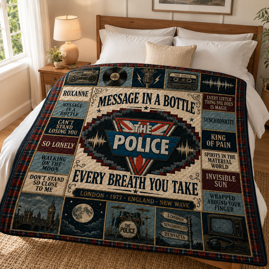 The Police Message In A Bottle Quilt Blanket – London 1977 British Rock High Quality Blanket