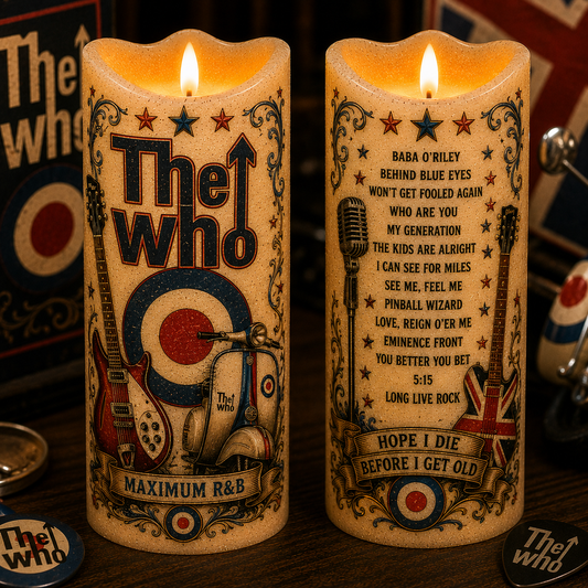 The Who Flameless LED Candle, Classic Rock Fan Gift, Mod Style LED Candle, Vintage Music Decor, Battery Operated Candle