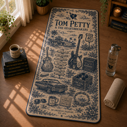 Tom Petty & The Heartbreakers Toile de Jouy Yoga Mat – Vintage Rock Music Fitness & Exercise Mat