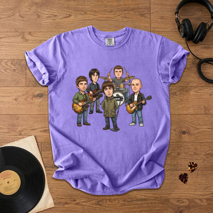Oasis Cartoon Band Graphic T-Shirt – Britpop Fan Tee