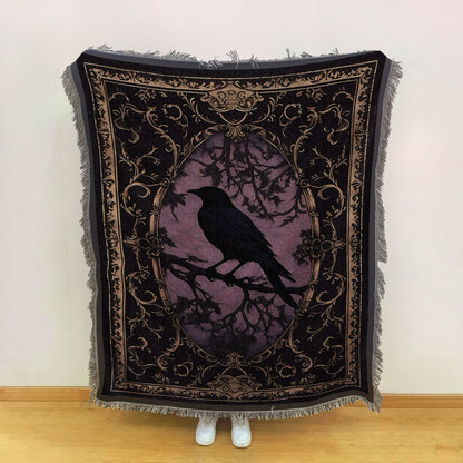Nevermore Raven Woven Blanket – Gothic Poe Inspired