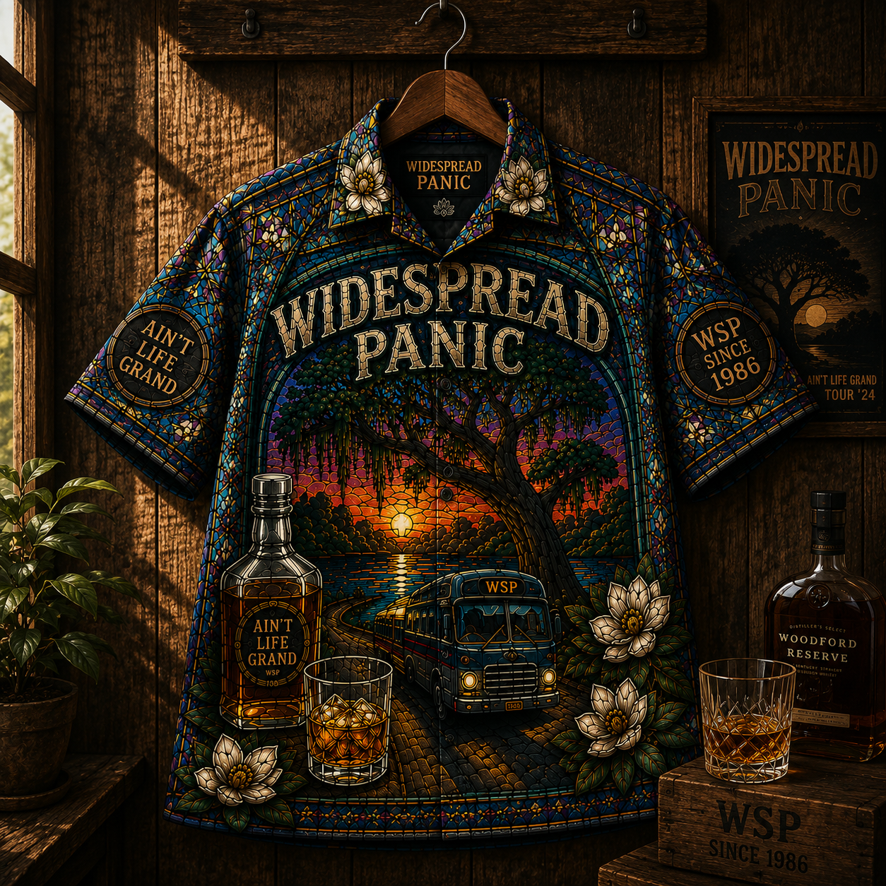 Widespread Panic Hawaiian Shirt -Unisex Retro WSP Since 1986 Tour Bus Button Up