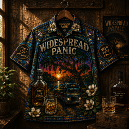 Widespread Panic Hawaiian Shirt -Unisex Retro WSP Since 1986 Tour Bus Button Up