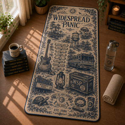 Widespread Panic Toile de Jouy Yoga Mat – Vintage Jam Band Fitness & Exercise Mat