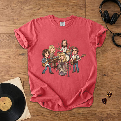 Fleetwood Mac Cartoon Band Graphic T-Shirt – Classic Rock Fan Tee
