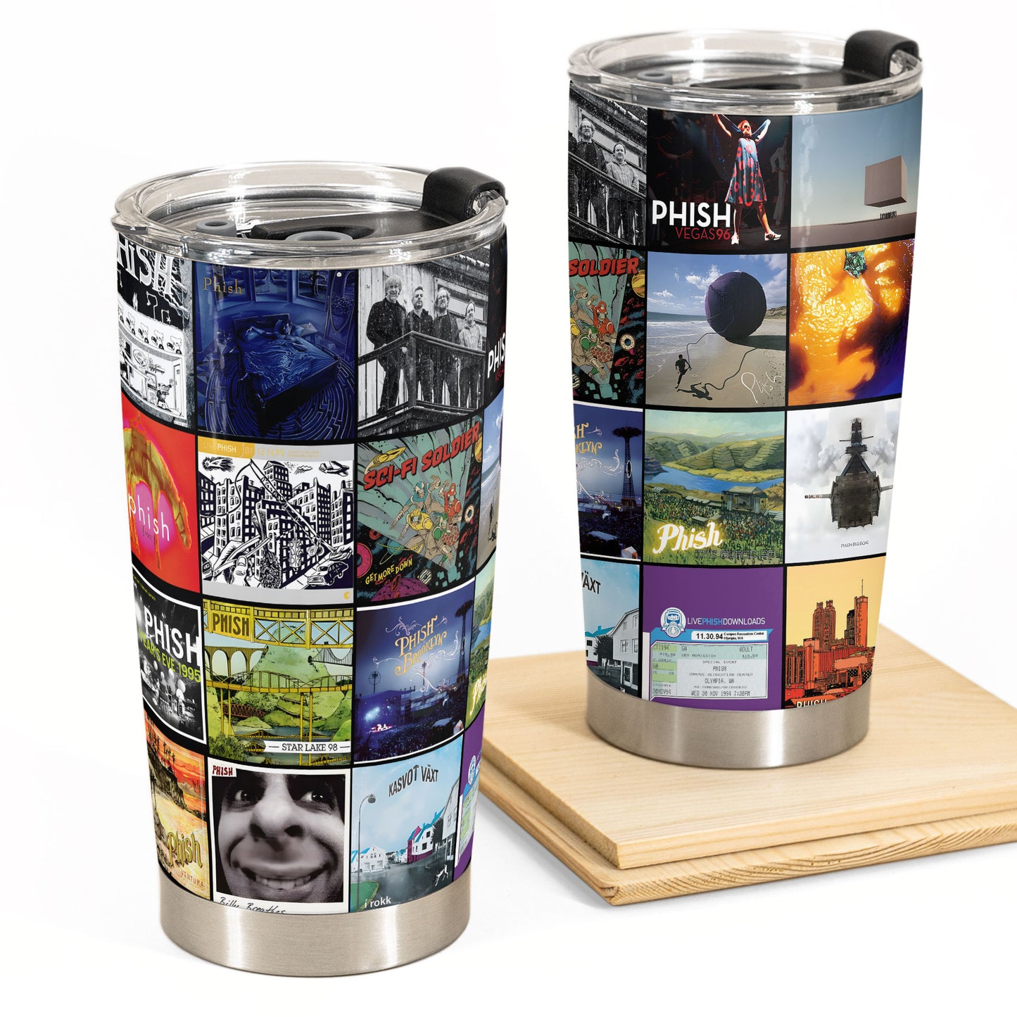 Phish Album Collage Tumbler – Jam Band Nostalgia & Live Music Memories