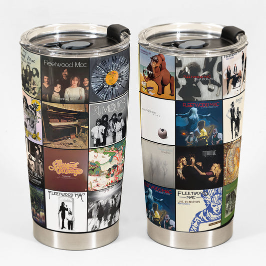 Fleetwood Mac Album Collage Tumbler – Classic Rock Nostalgia Tribute