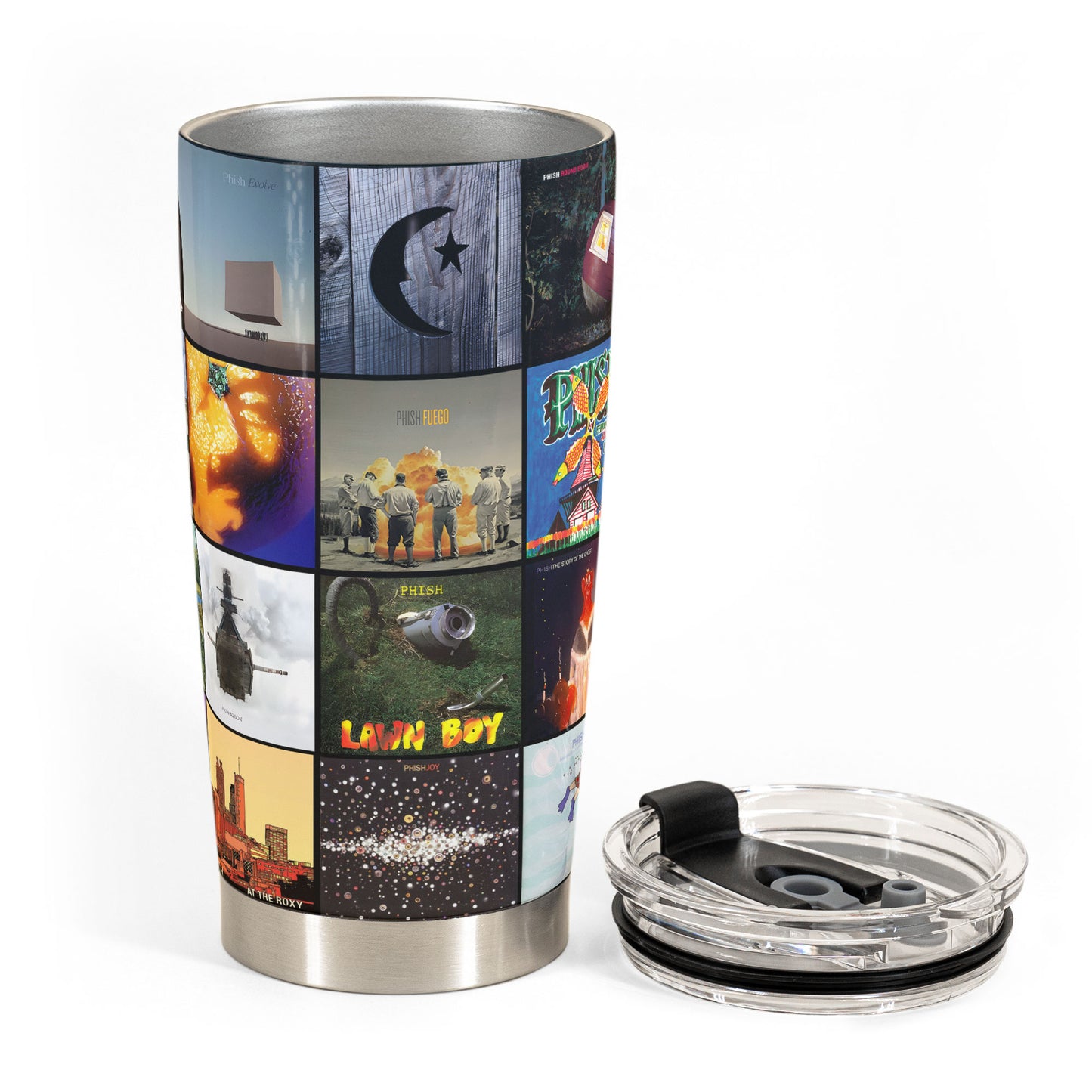 Phish Album Collage Tumbler – Jam Band Nostalgia & Live Music Memories