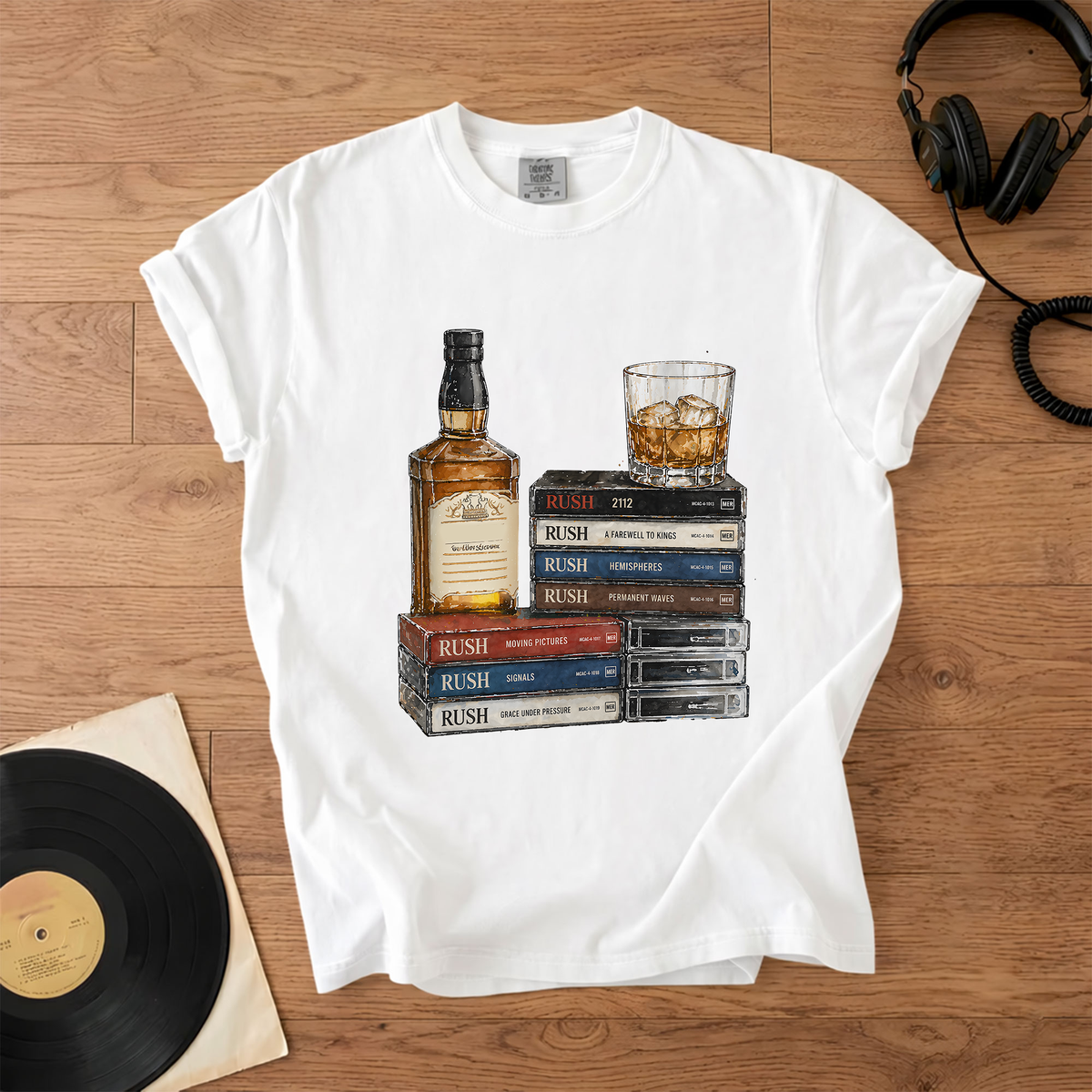 Rush Band Cassette Album Collection T-Shirt – Retro Rock Music Rush Band Merch Tee