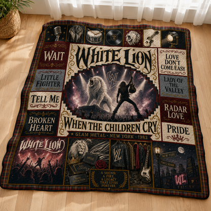White Lion White Lion Quilt Blanket – Wait Tell Me Vintage High Quality Blanket For Fans