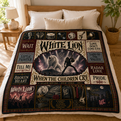 White Lion White Lion Quilt Blanket – Wait Tell Me Vintage High Quality Blanket For Fans