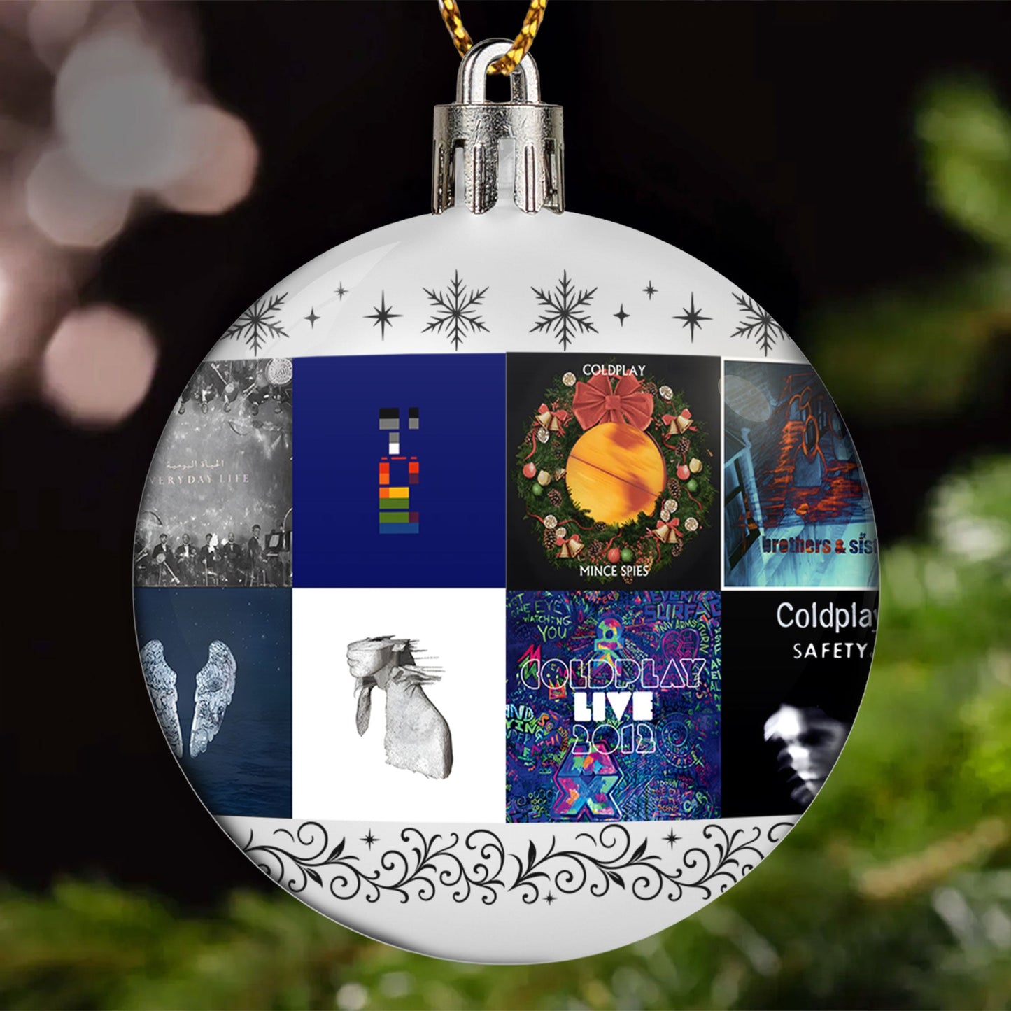 Coldplay Ball Ornament – Glitter Gold Celebration of Timeless Sound
