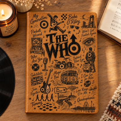 The Who Vintage Leather Journal – Classic Rock Music Notebook & British Rock Diary