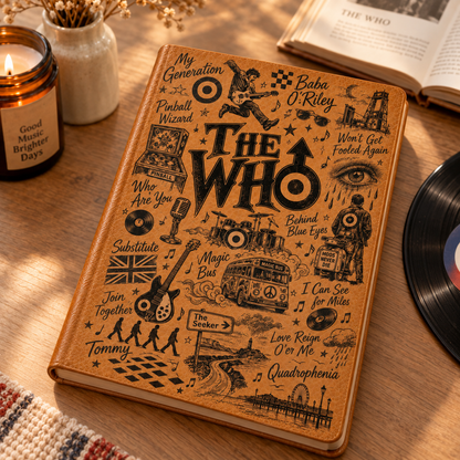 The Who Vintage Leather Journal – Classic Rock Music Notebook & British Rock Diary