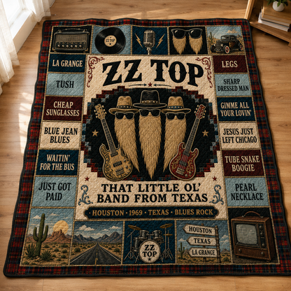 ZZ Top Sharp Dressed Man Quilt Blanket – Beard Logo Texas Vinyl High Quality Blanket For Fans