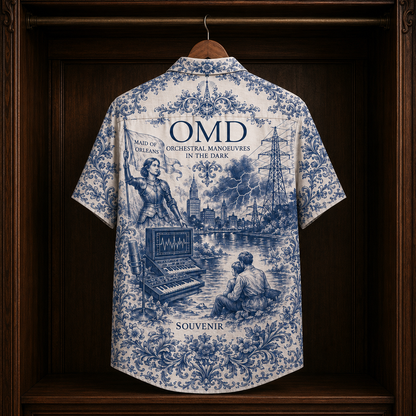 OMD Hawaiian Shirt - Orchestral Manoeuvres in the Dark Button Up Shirt with Electricity, If You Leave and Synthwave Art