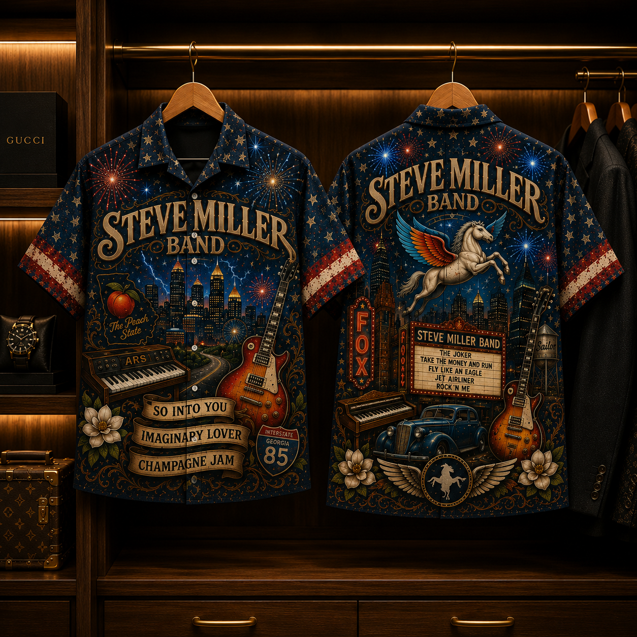 Steve Miller Band Hawaiian Shirt - Classic Rock All Over Print AOP Button Up Shirt for Steve Miller Band Fans