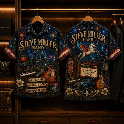 Steve Miller Band Hawaiian Shirt - Classic Rock All Over Print AOP Button Up Shirt for Steve Miller Band Fans