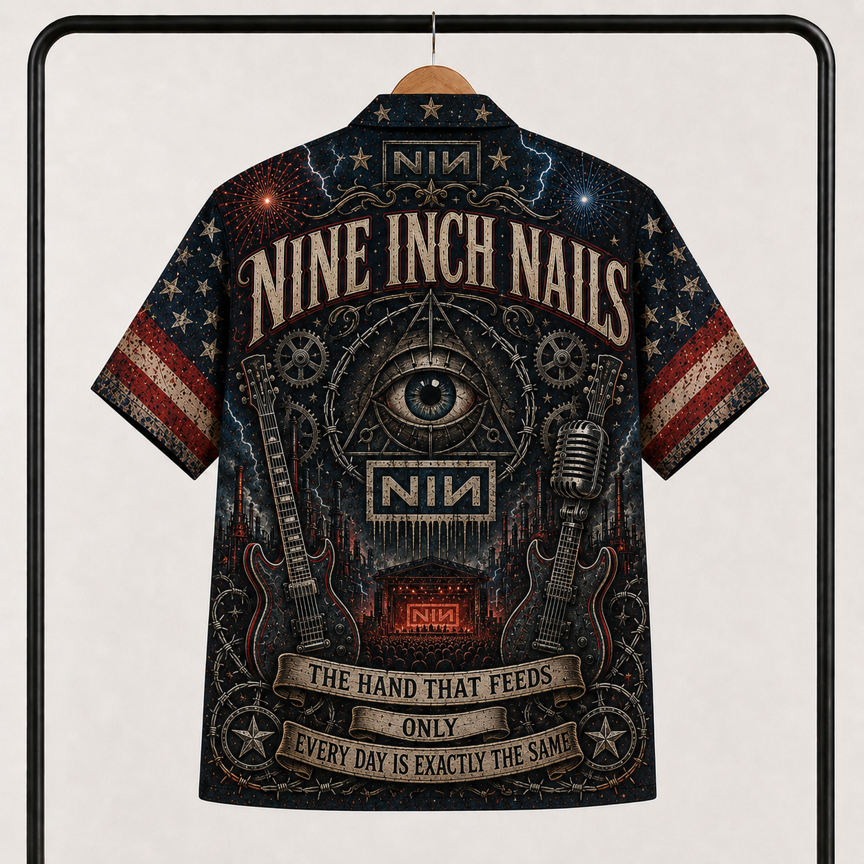 Nine Inch Nails Hawaiian Shirt - Industrial Rock Band All Over Print AOP Button Up Shirt for NIN Fans