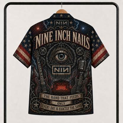 Nine Inch Nails Hawaiian Shirt - Industrial Rock Band All Over Print AOP Button Up Shirt for NIN Fans