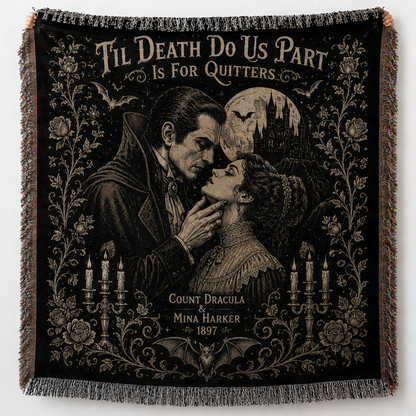 Dracula & Mina Harker Woven Blanket, Gothic Vampire Throw Blanket, Bram Stoker Dracula Tapestry Blanket, Victorian Horror Home Decor Gift