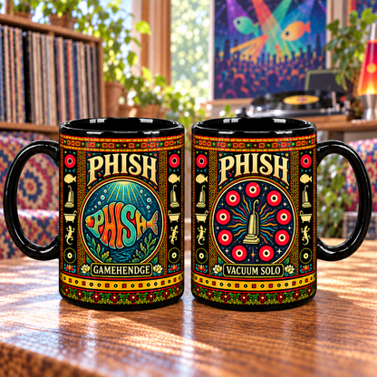 Phish Mug, Gamehendge Vacuum Solo Ceramic Coffee Mug, Psychedelic Jam Band Music Gift