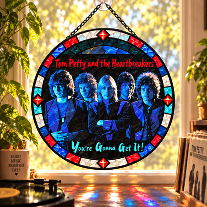 Tom Petty & The Heartbreakers Suncatcher, 9 Album Stained Glass Window Hanging, Classic Rock Music Gift