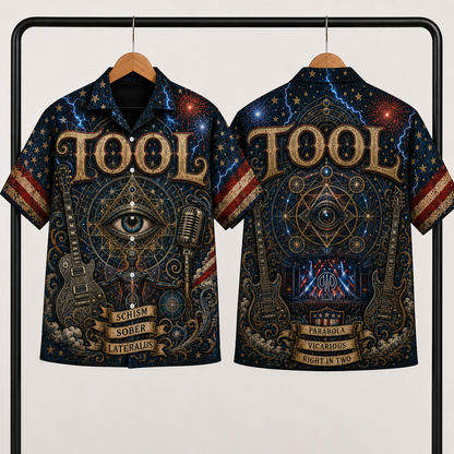 Tool Band Hawaiian Shirt - Unisex Vintage Third Eye Sacred Geometry Button Up