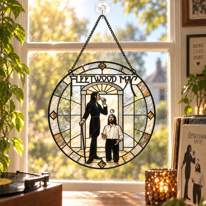 Fleetwood Mac Iconic Album Art Stained Glass Sun Catcher –70s Rock Window Hanging Gift for Fans