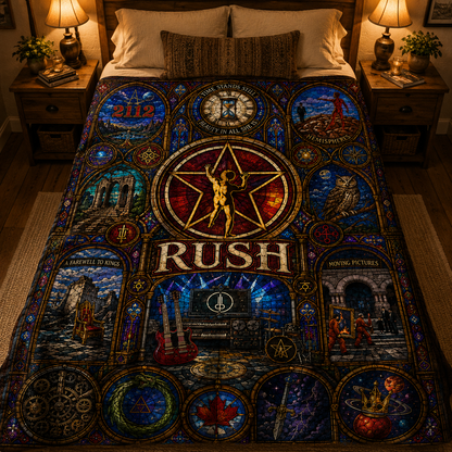 Rush Band Sherpa Blanket – Starman Stained Glass Throw Blanket