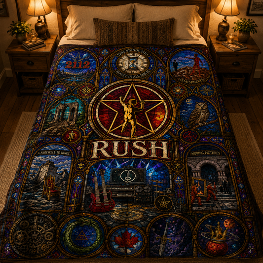 Rush Band Sherpa Blanket – Starman Stained Glass Throw Blanket