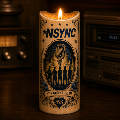 NSYNC LED Candle, It’s Gonna Be Me Flameless Candle, 90s Boy Band Music Gift, NSYNC Fan Gift, Y2K Pop Music Room Decor