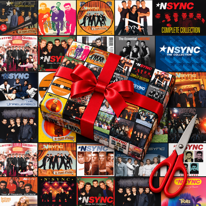 NSYNC Album Cover Wrapping Paper Roll – 90s Boy Band Music Gift Wrap, Retro Pop Album Collage Christmas Wrapping Paper for NSYNC Fans
