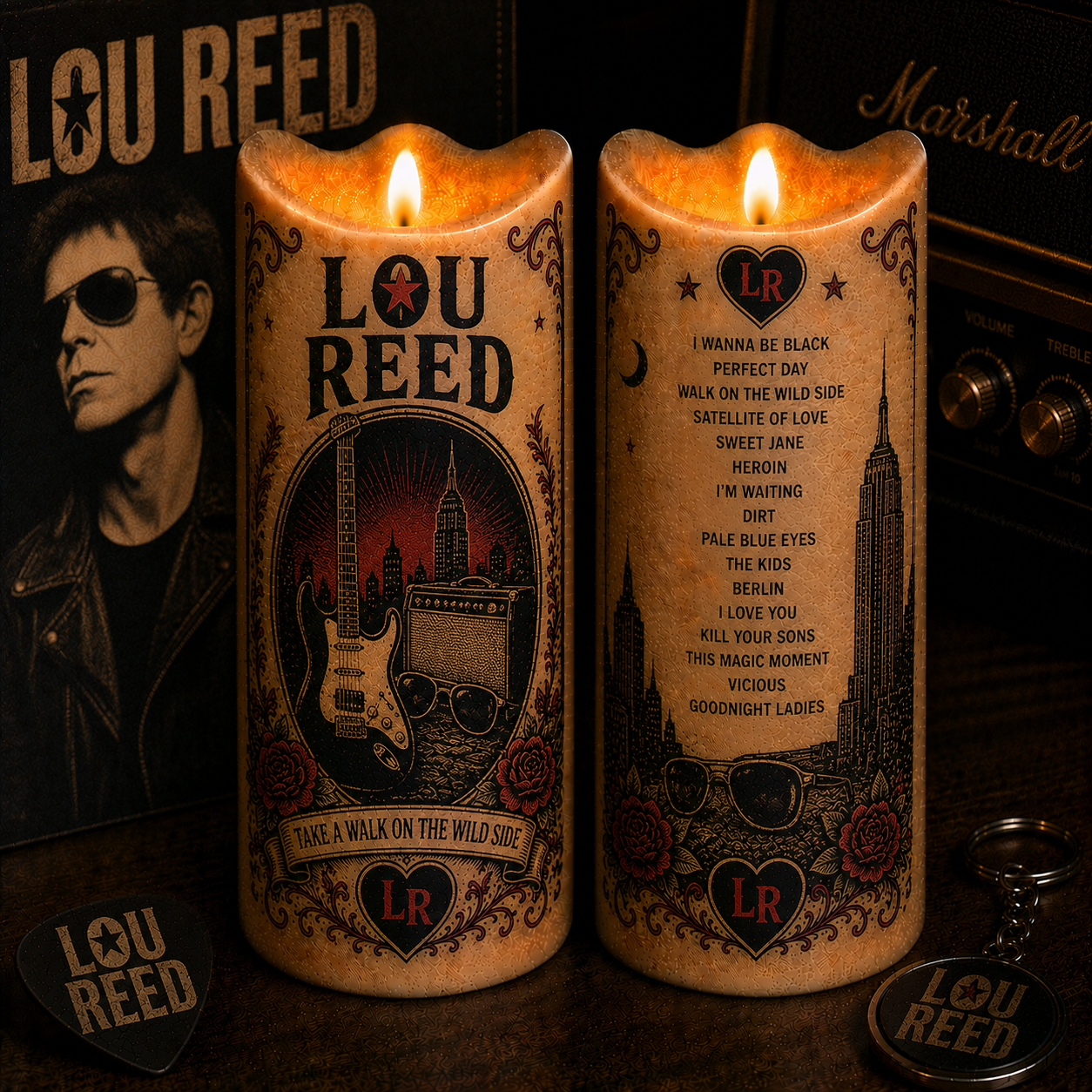 Lou Reed Walk on the Wild Side LED Candle, Vintage Rock Music Flameless Candle, New York Rock Legend Gift for Lou Reed Fans