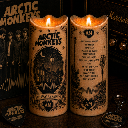 Arctic Monkeys Flameless LED Candle, Indie Rock Music Candle, AM Album Inspired Decor, Music Lover Gift