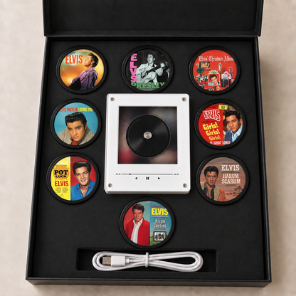 Elvis Presley MagTune Mini Vinyl Player Set – Rock 'n' Roll Gift, Elvis Presley MagTune Magnetic Music Player, Classic Music Collectible
