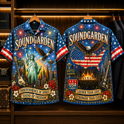Soundgarden Hawaiian Shirt - Grunge Rock Band All Over Print AOP Button Up Shirt for Soundgarden Fans