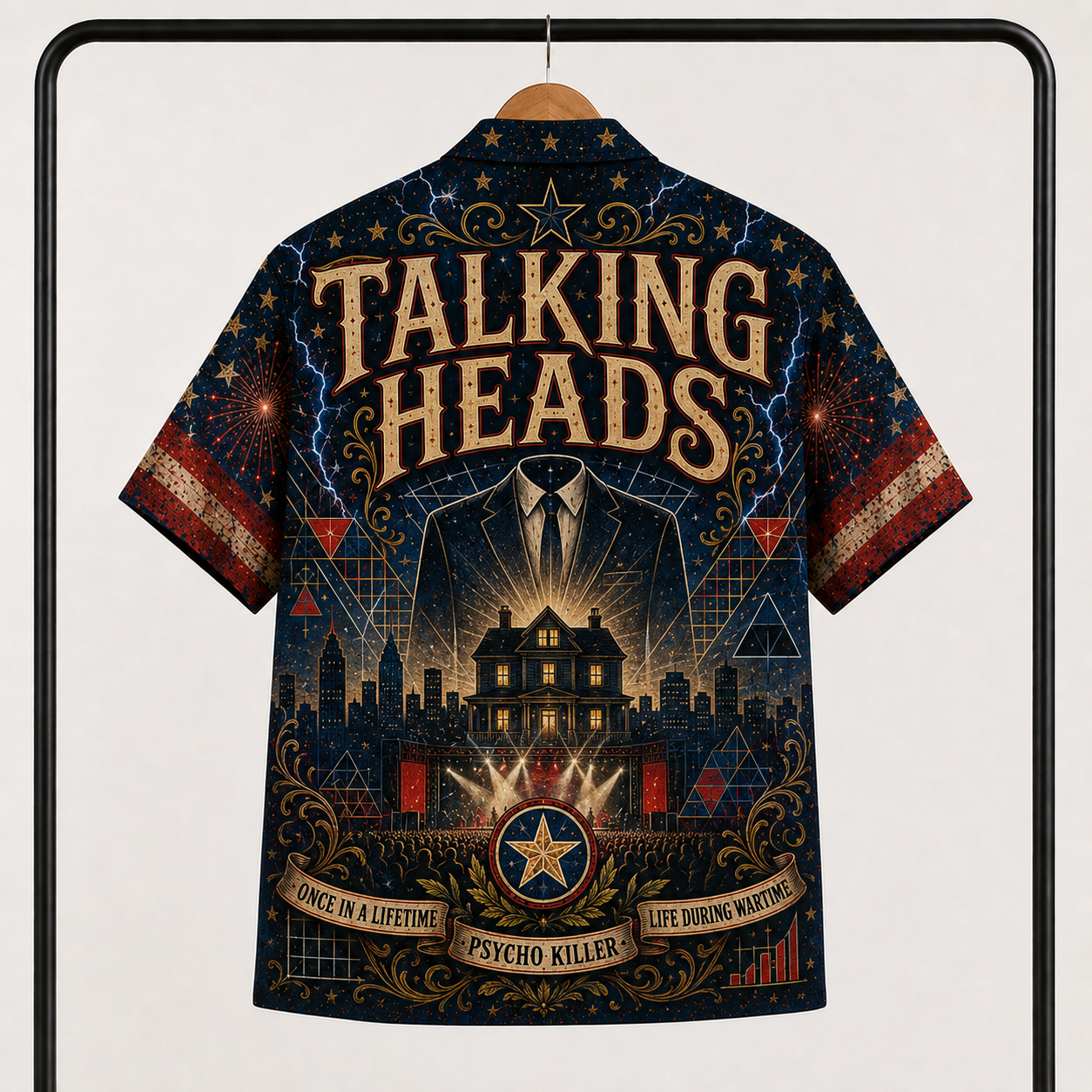 Talking Heads Hawaiian Shirt - New Wave Rock Band All Over Print AOP Button Up Shirt for Talking Heads Fans