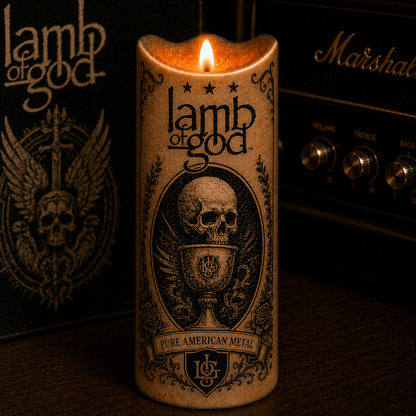 Lamb of God Pure American Metal LED Candle, Heavy Metal Flameless Candle, Laid to Rest Music Gift for Metal Fans