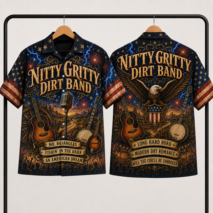 Nitty Gritty Dirt Band Hawaiian Shirt - American Country Rock Band All Over Print AOP Button Up Shirt for Music Fans