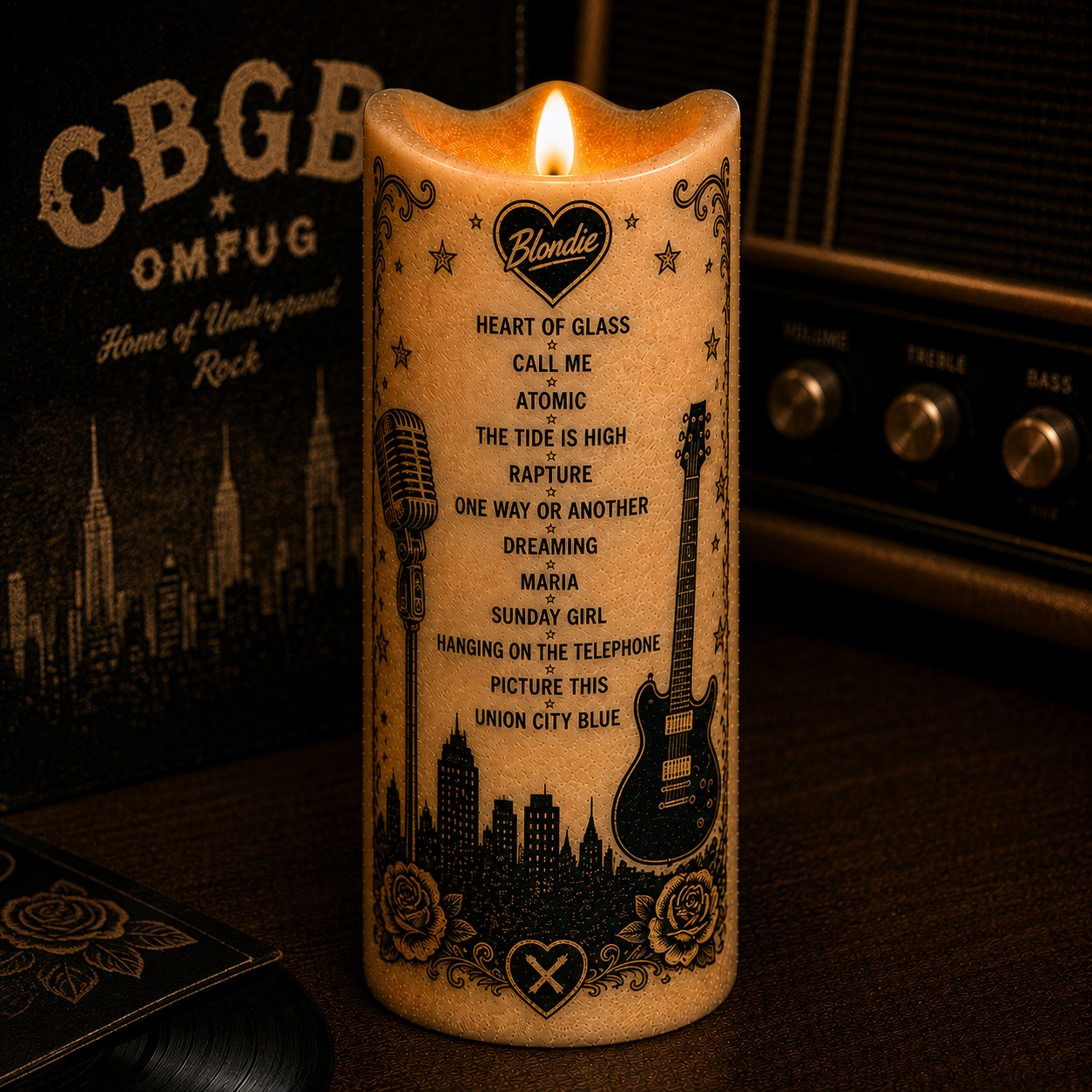 Blondie Flameless LED Candle, New Wave Rock Music Candle, CBGB Inspired Home Decor, Debbie Harry Fan Gift
