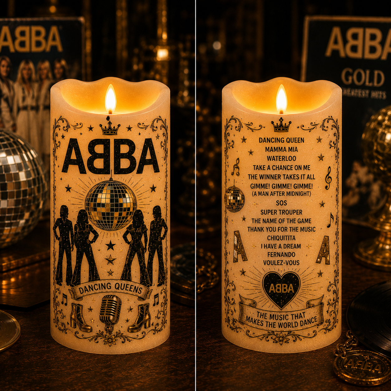 ABBA LED Flameless Candle – Dancing Queen Music Lover Decorative Candle with Warm Flickering Light